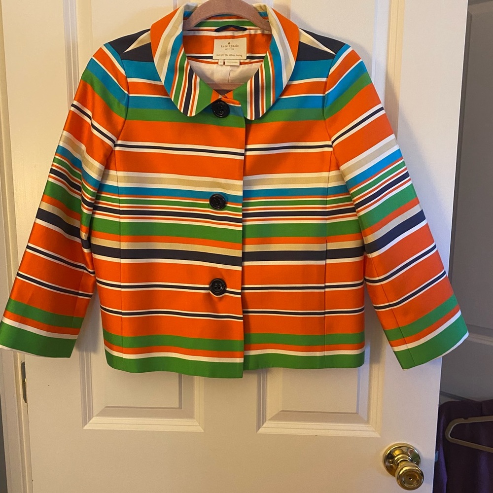 Kate Spade 4 silk striped swing blazer
